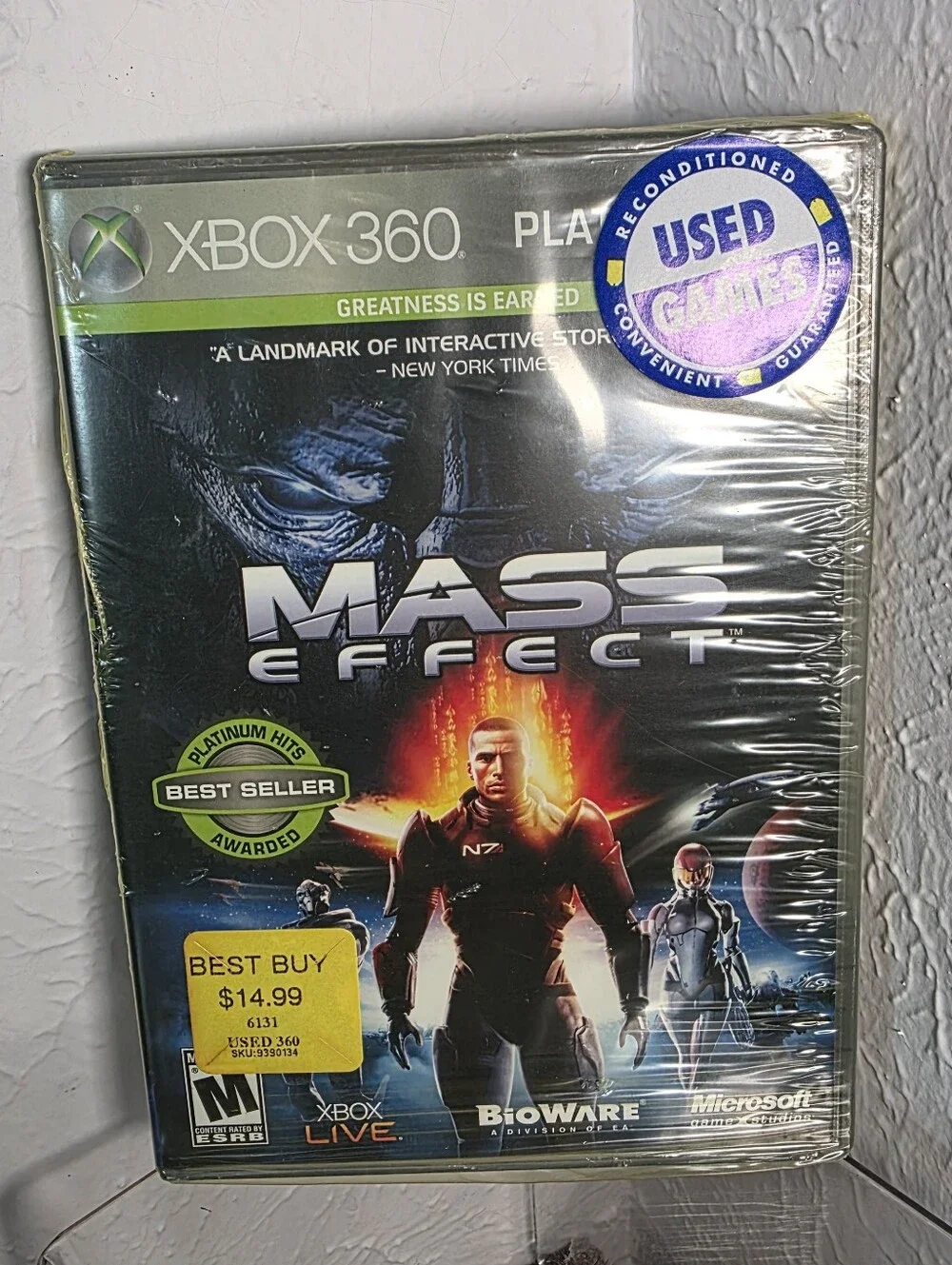 Mass Effect Xbox 360 Platinum Hits Video Game Complete CIB 2 Disc W/ Bonus DLC